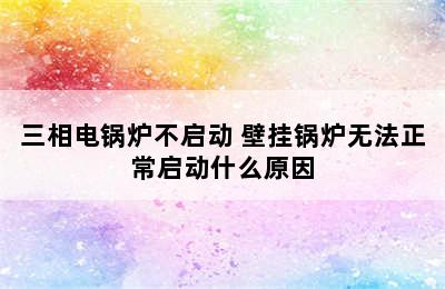 三相电锅炉不启动 壁挂锅炉无法正常启动什么原因